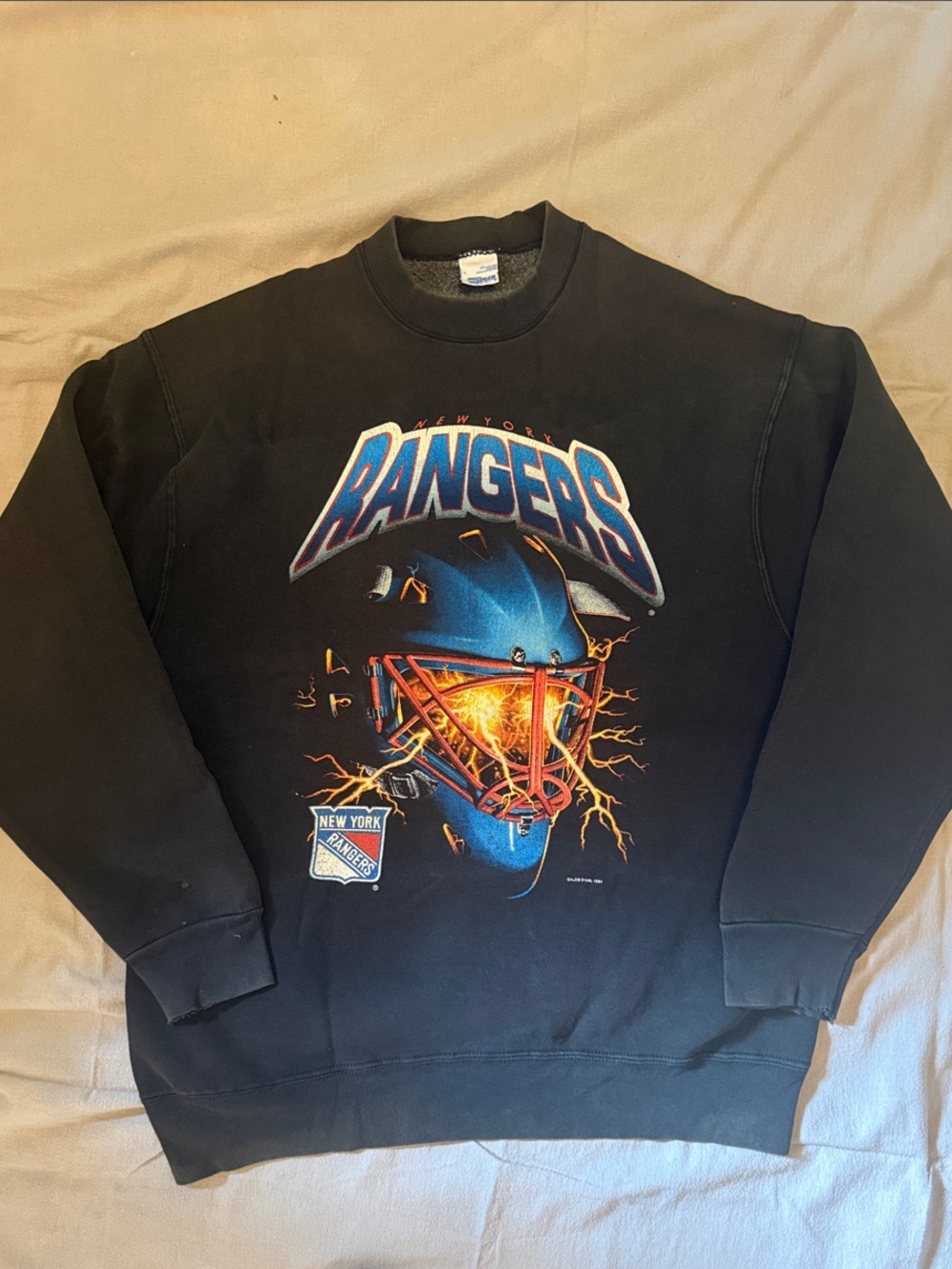 RARE Vintage 1994 New York Rangers Black Graphic Crewneck Sweatshirt